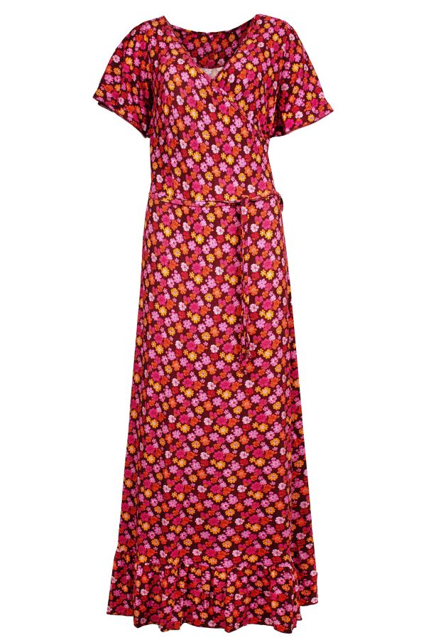 Hippie Dress Long Mod Flower choco