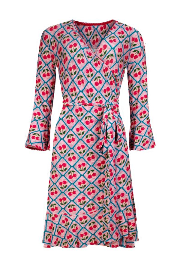 Ruffle Wrap Dress Cherry Beam