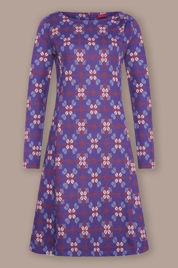 Dress Sixties Sally Leafy Purple