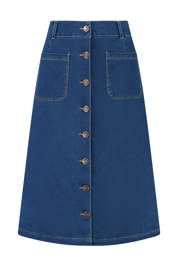 Denim Skirt Midi blue