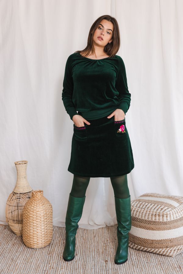 Raglan Sweater Velvet Green