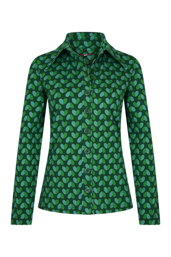 Button Shirt Hearts Green