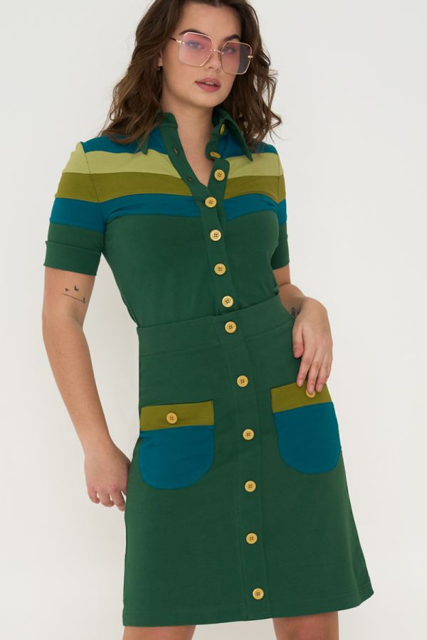 Button Skirt green