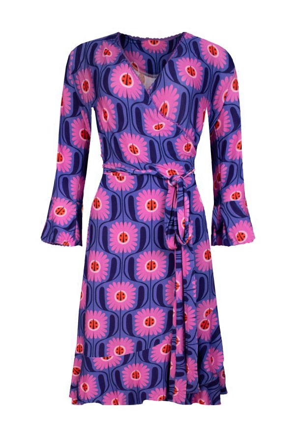 Ruffle Wrap Dress Ladybug purple