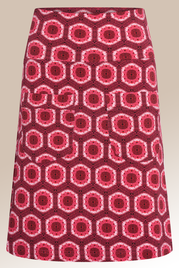 Skirt With Pockets Crochet Flower R001 Pink