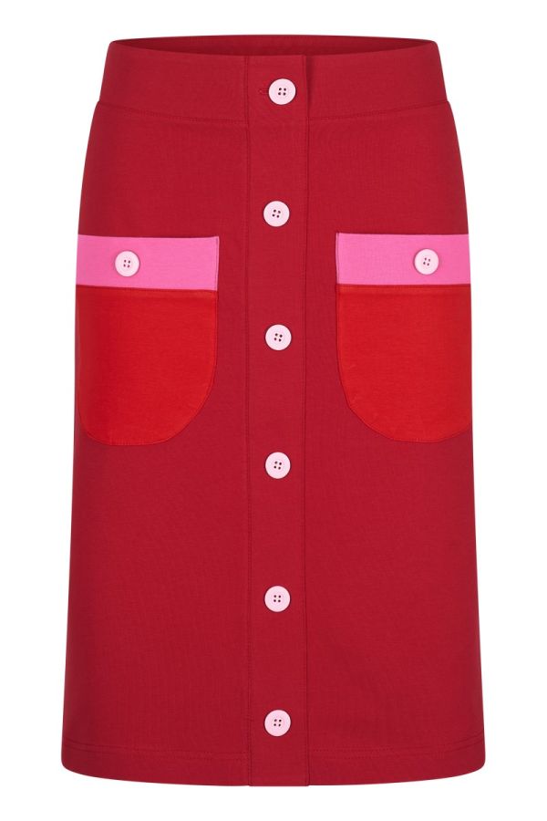 Button Skirt red